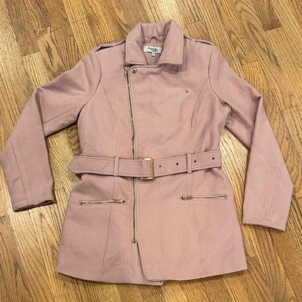 Y2K Charlotte Russe Pink Belted Trench Coat Small